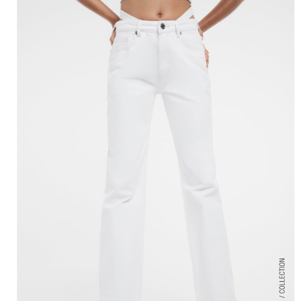 Zara LOW-RISE BAGGY JEANS White Size 34/6 - Picture 2 of 14